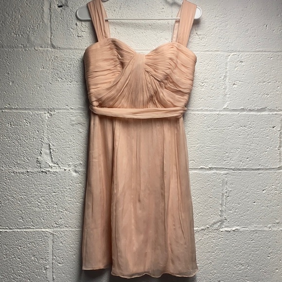 Amsale g782c blush chiffon bridesmaid dress size 6 - Picture 2 of 11